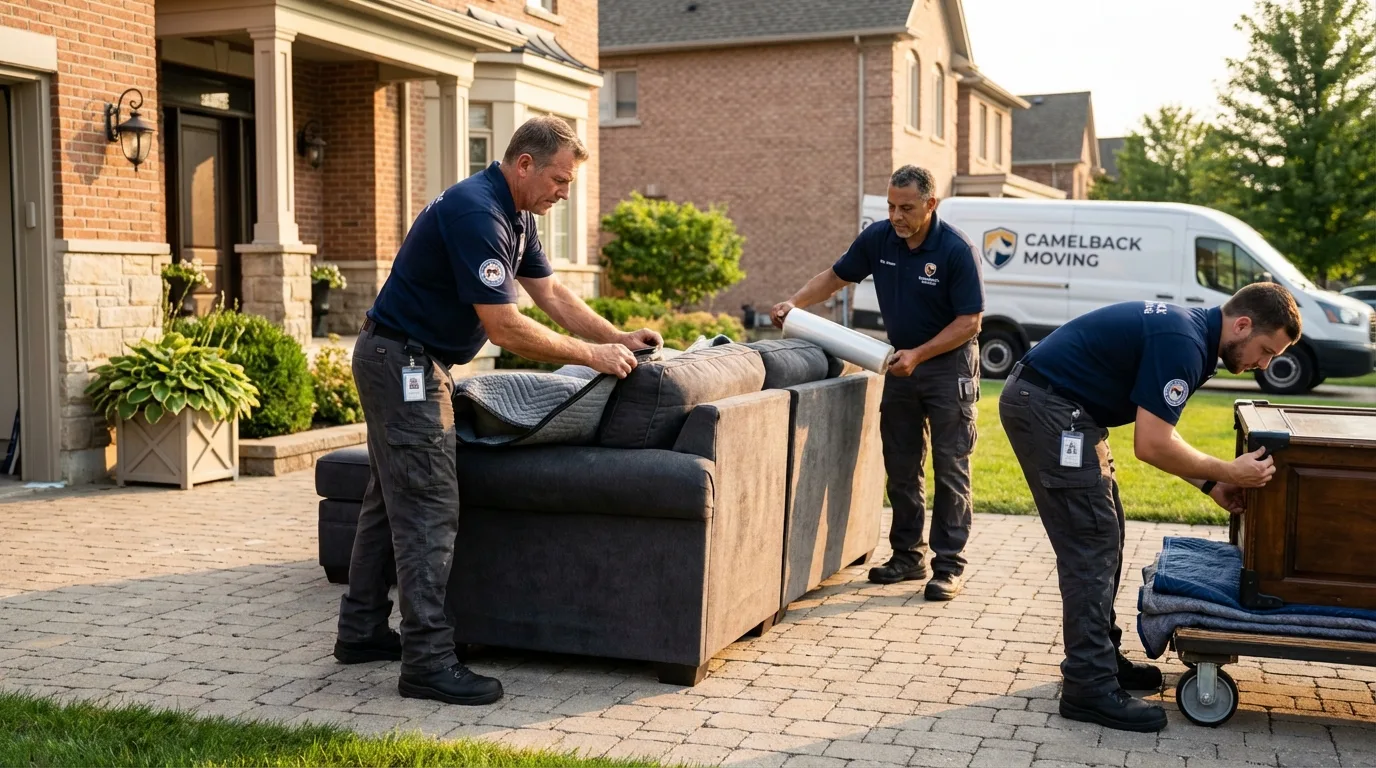 Large estate moving crew wrapping furniture in North Beach, MD